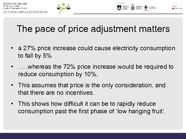 The pace of price adjustment matters • a 27% price increase could cause electricity