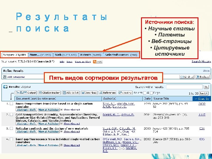 Результаты поиска Источники поиска: • Научные статьи • Патенты • Веб-страницы • Цитируемые источники