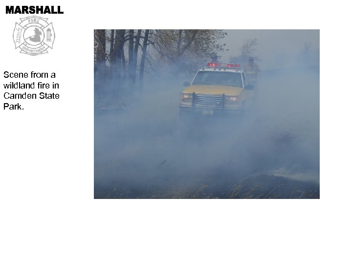 Scene from a wildland fire in Camden State Park. 