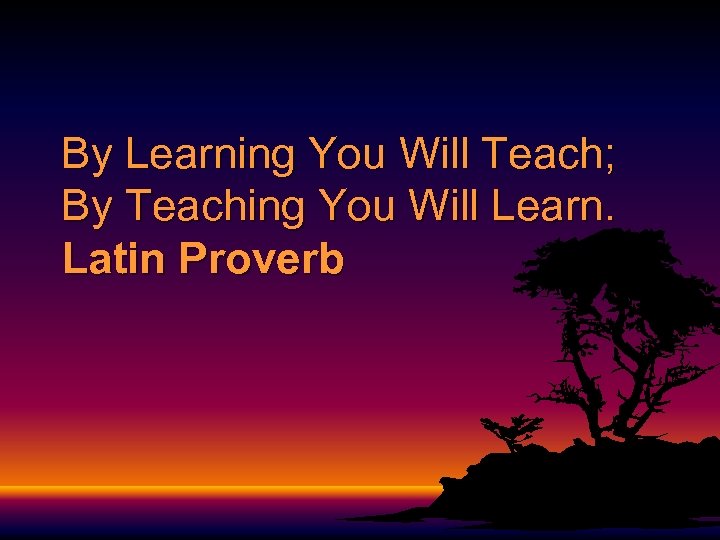 By Learning You Will Teach; By Teaching You Will Learn. Latin Proverb 