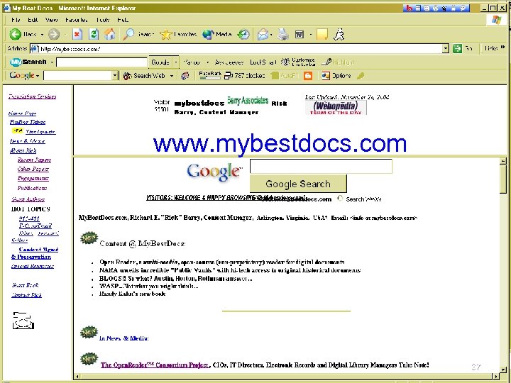 www. mybestdocs. com © 2004, R. E. Barry 37 