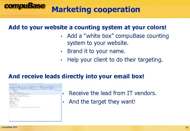 Marketing cooperation Add to your website a counting system at your colors! • Add