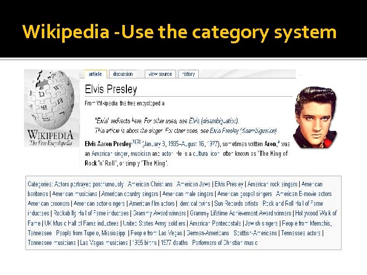 Wikipedia -Use the category system Good Accuracy 