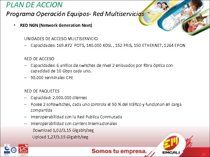 PLAN DE ACCION Programa Operación Equipos- Red Multiservicios • RED NGN (Network Generation Next)