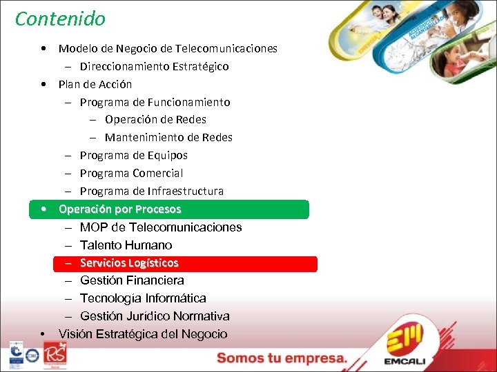 Contenido • Modelo de Negocio de Telecomunicaciones – Direccionamiento Estratégico • Plan de Acción