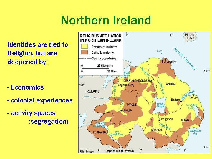 Northern Ireland Identities are tied to Religion, but are deepened by: - Economics -