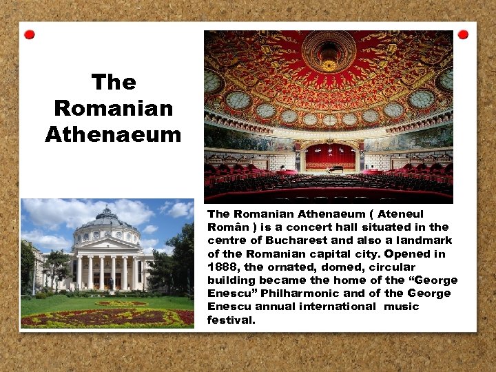 The Romanian Athenaeum ( Ateneul Român ) is a concert hall situated in the