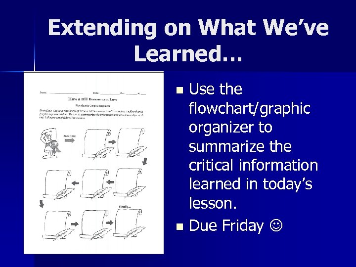 Extending on What We’ve Learned… Use the flowchart/graphic organizer to summarize the critical information