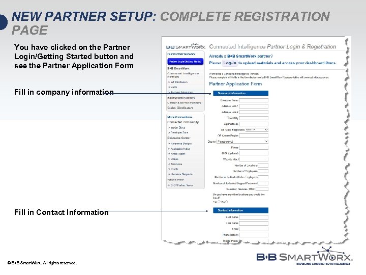 NEW PARTNER SETUP: COMPLETE REGISTRATION PAGE You have clicked on the Partner Login/Getting Started