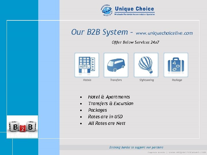 Our B 2 B System – www. uniquechoicelive. com Offer Below Services 24 x