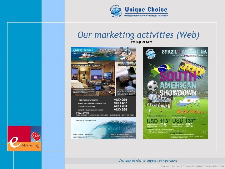 Our marketing activities (Web) Package e. Flyers 