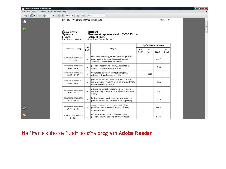 Na čítanie súborov *. pdf použite program Adobe Reader. 