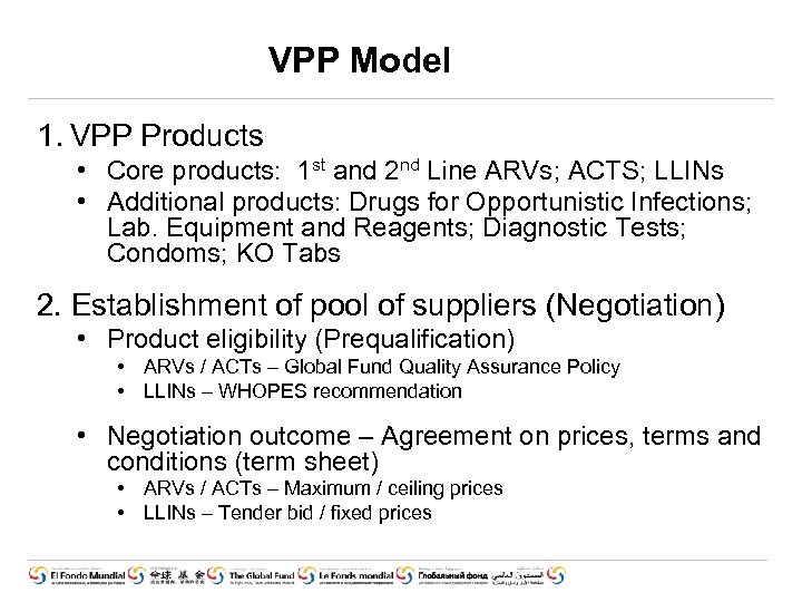 VPP Model 1. VPP Products • Core products: 1 st and 2 nd Line