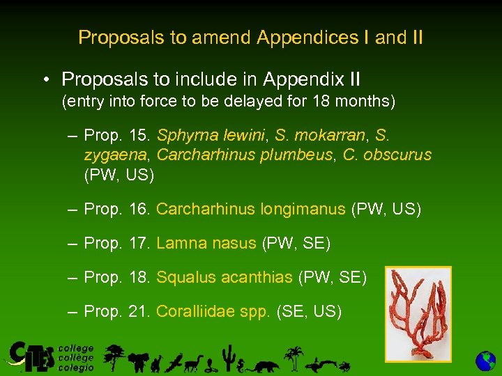 Proposals to amend Appendices I and II • Proposals to include in Appendix II