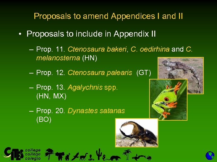 Proposals to amend Appendices I and II • Proposals to include in Appendix II