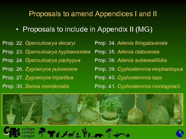 Proposals to amend Appendices I and II • Proposals to include in Appendix II