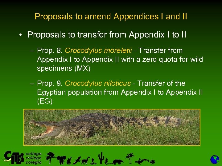 Proposals to amend Appendices I and II • Proposals to transfer from Appendix I