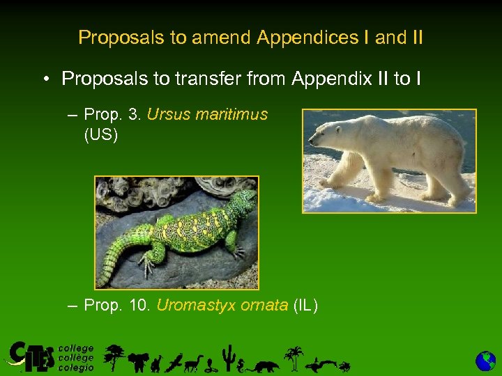 Proposals to amend Appendices I and II • Proposals to transfer from Appendix II