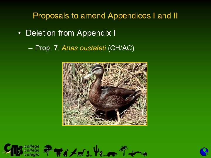 Proposals to amend Appendices I and II • Deletion from Appendix I – Prop.