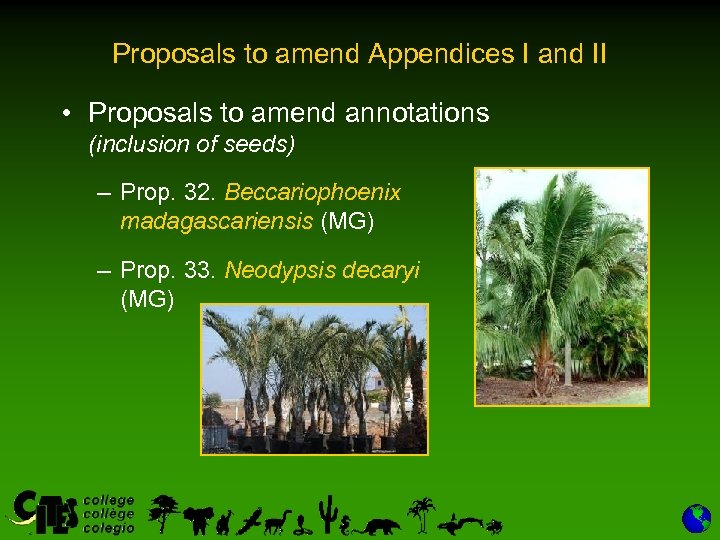 Proposals to amend Appendices I and II • Proposals to amend annotations (inclusion of