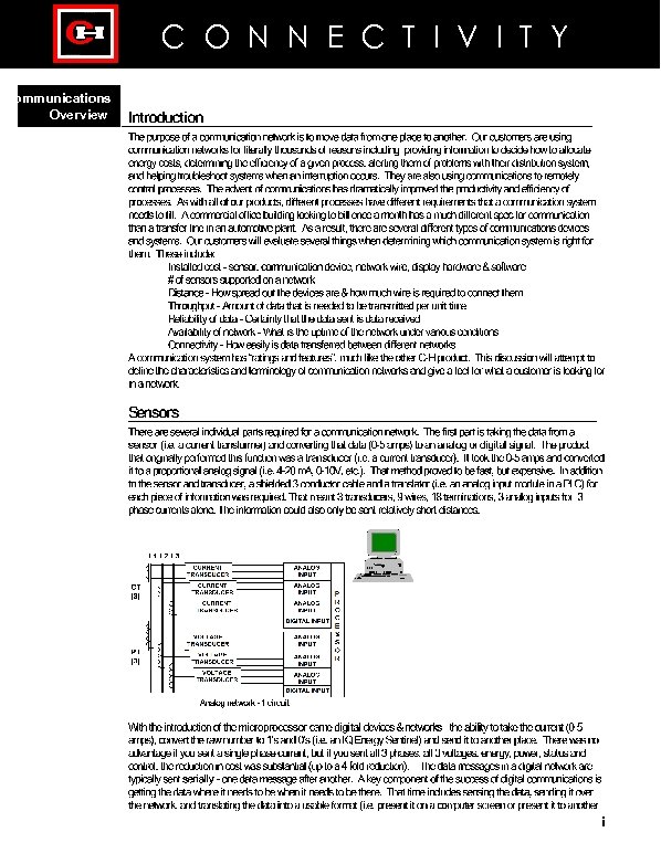 C O N N E C T I V I T Y Communications Overview