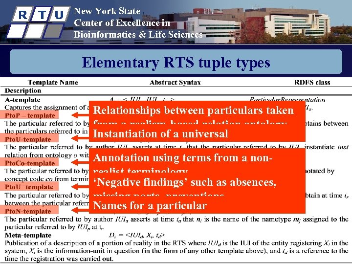 R T U New York State Center of Excellence in Bioinformatics & Life Sciences