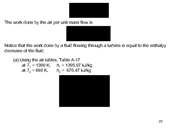 The work done by the air per unit mass flow is Notice that the