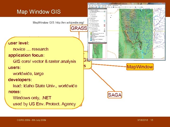 Map Window GIS Map. Window GIS: http: //en. wikipedia. org/ GRASS u. Dig user