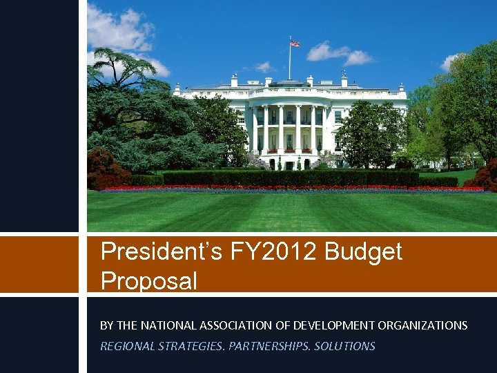 President’s FY 2012 Budget Proposal BY THE NATIONAL ASSOCIATION OF DEVELOPMENT ORGANIZATIONS REGIONAL STRATEGIES.