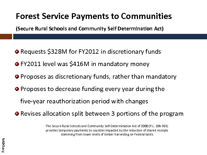 Forest Service Payments to Communities (Secure Rural Schools and Community Self Determination Act) Requests