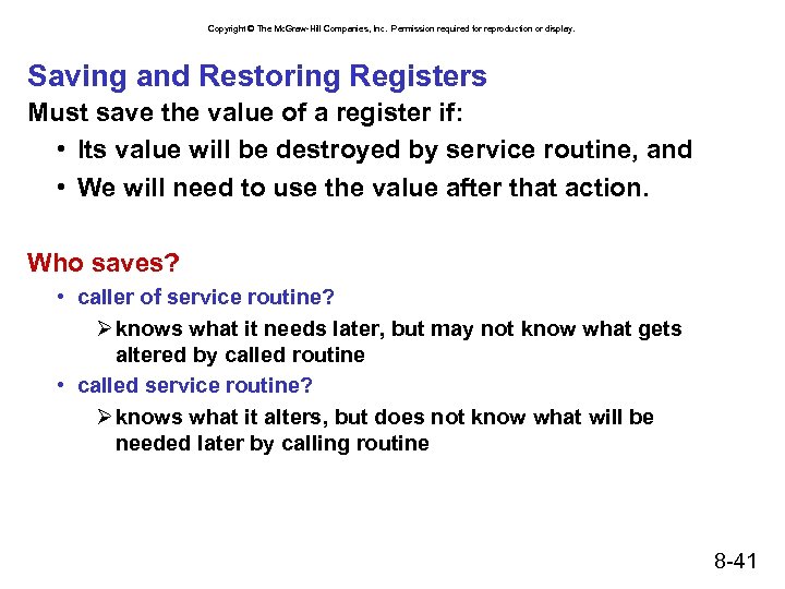 Copyright © The Mc. Graw-Hill Companies, Inc. Permission required for reproduction or display. Saving