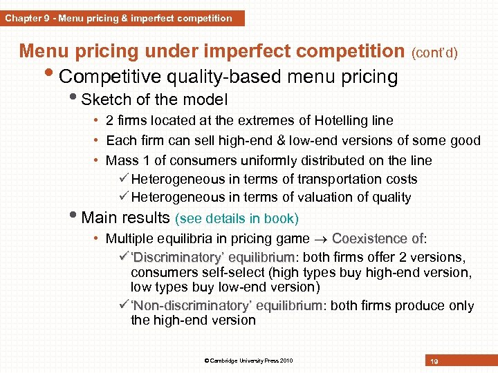 Chapter 9 - Menu pricing & imperfect competition Menu pricing under imperfect competition (cont’d)