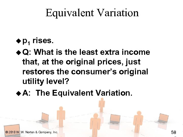 Equivalent Variation u p 1 rises. u Q: What is the least extra income