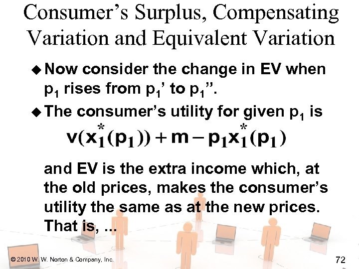 Consumer’s Surplus, Compensating Variation and Equivalent Variation u Now consider the change in EV