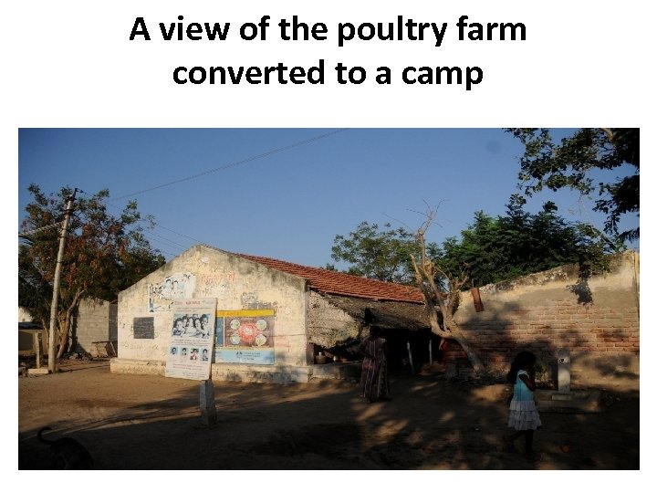 A view of the poultry farm converted to a camp 