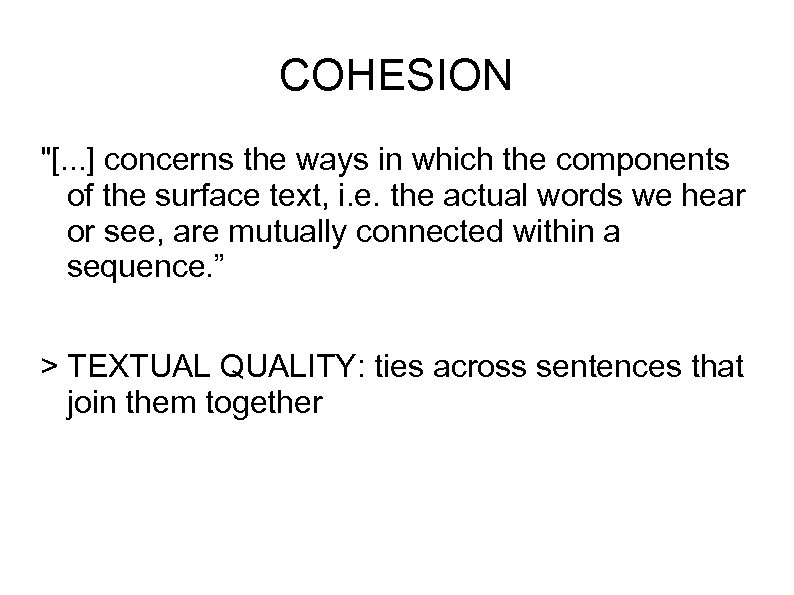 COHESION 