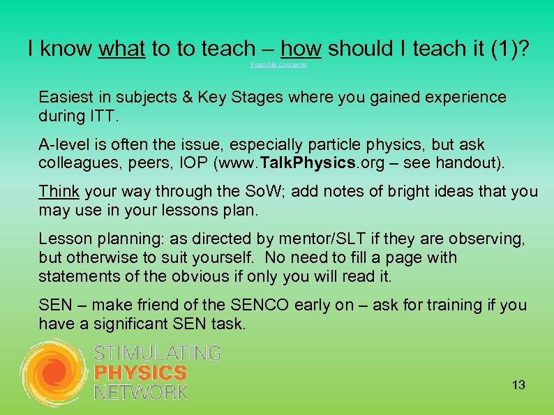 I know what to to teach – how should I teach it (1)? Possible