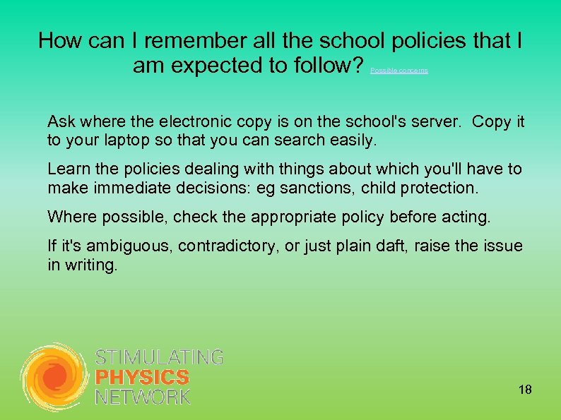 How can I remember all the school policies that I am expected to follow?