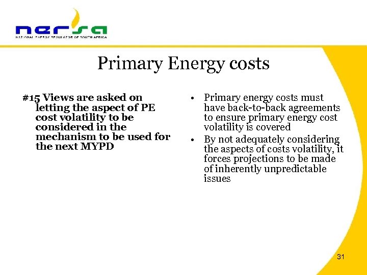 Primary Energy costs #15 Views are asked on letting the aspect of PE cost