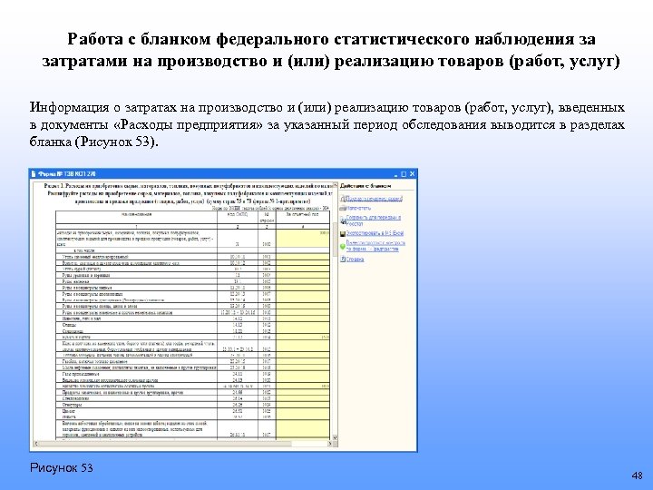 Работа с бланком федерального статистического наблюдения за затратами на производство и (или) реализацию товаров