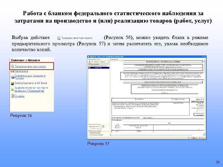 Работа с бланком федерального статистического наблюдения за затратами на производство и (или) реализацию товаров