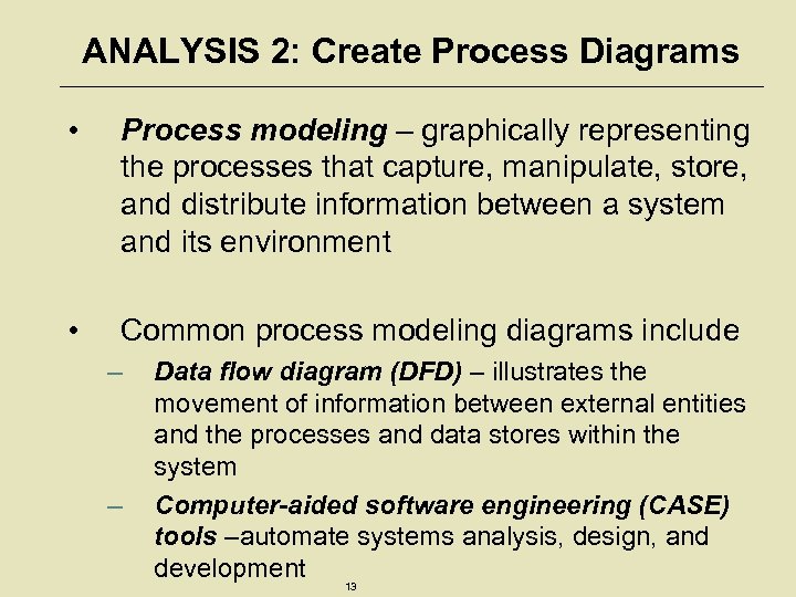 ANALYSIS 2: Create Process Diagrams • Process modeling – graphically representing the processes that