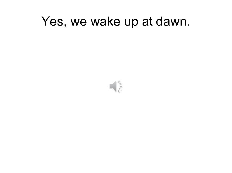 Yes, we wake up at dawn. 