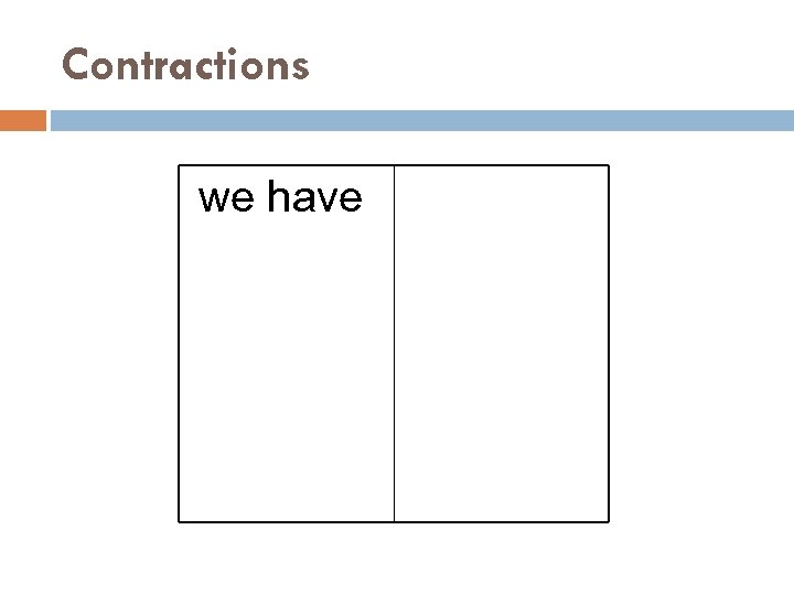 Contractions we have 