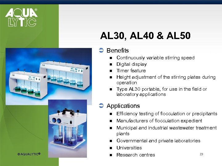 AL 30, AL 40 & AL 50 Ü Benefits n n n Continuously variable
