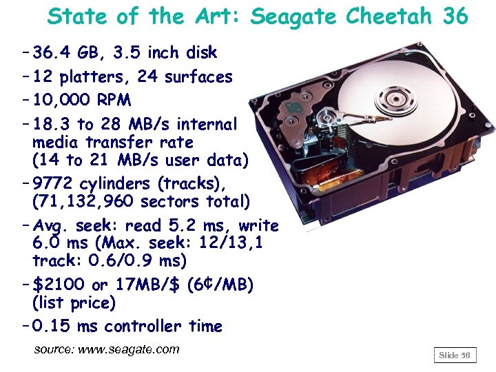 State of the Art: Seagate Cheetah 36 – 36. 4 GB, 3. 5 inch