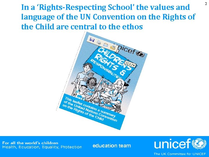 In a ‘Rights-Respecting School’ the values and language of the UN Convention on the