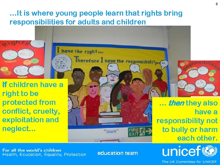 6 …It is where young people learn that rights bring responsibilities for adults and