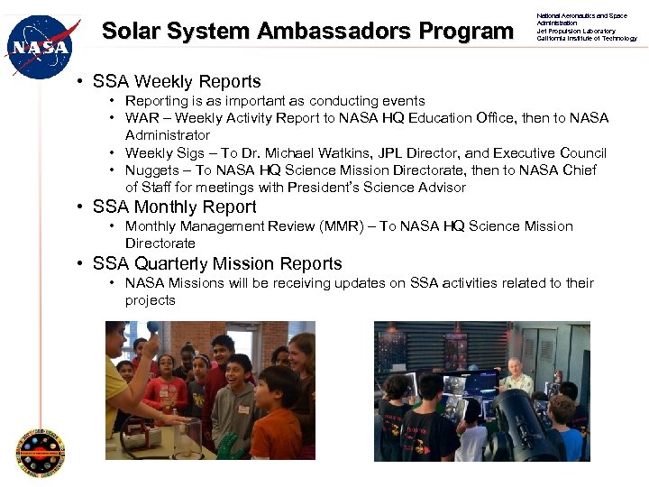 Solar System Ambassadors Program National Aeronautics and Space Administration Jet Propulsion Laboratory California Institute