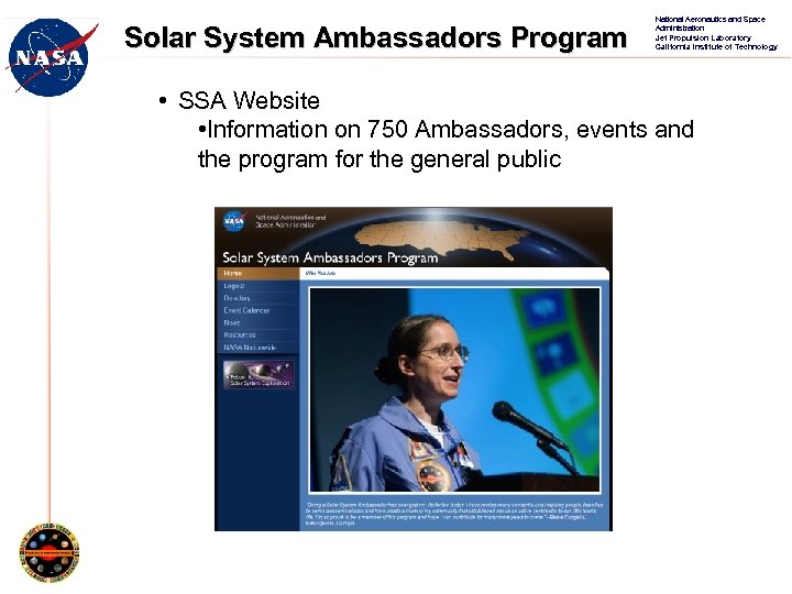 Solar System Ambassadors Program National Aeronautics and Space Administration Jet Propulsion Laboratory California Institute